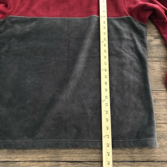 Columbia Men Large Steens Mountain Half Snap Fleece Pullover Sweatshirt Red Gray - Picture 6 of 6